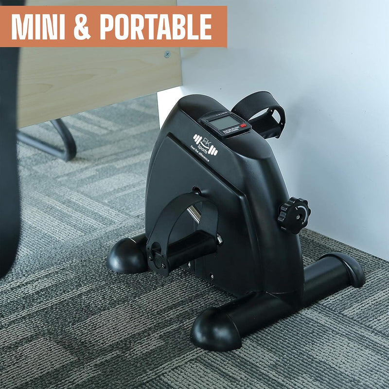 Portable Mini Exercise Bike Under Desk Bike Pedal Exerciser with LCD (Black)