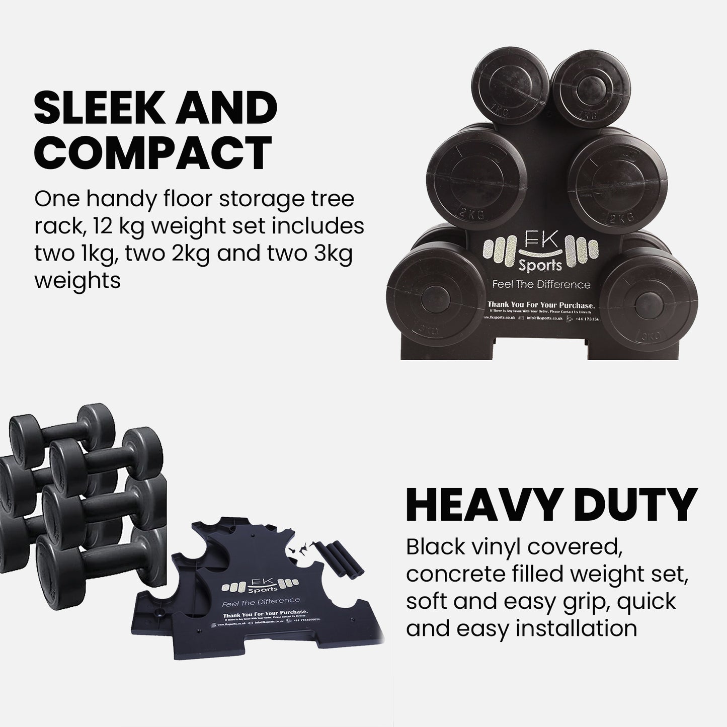 12kg Dumbbell Weights Set with Stand