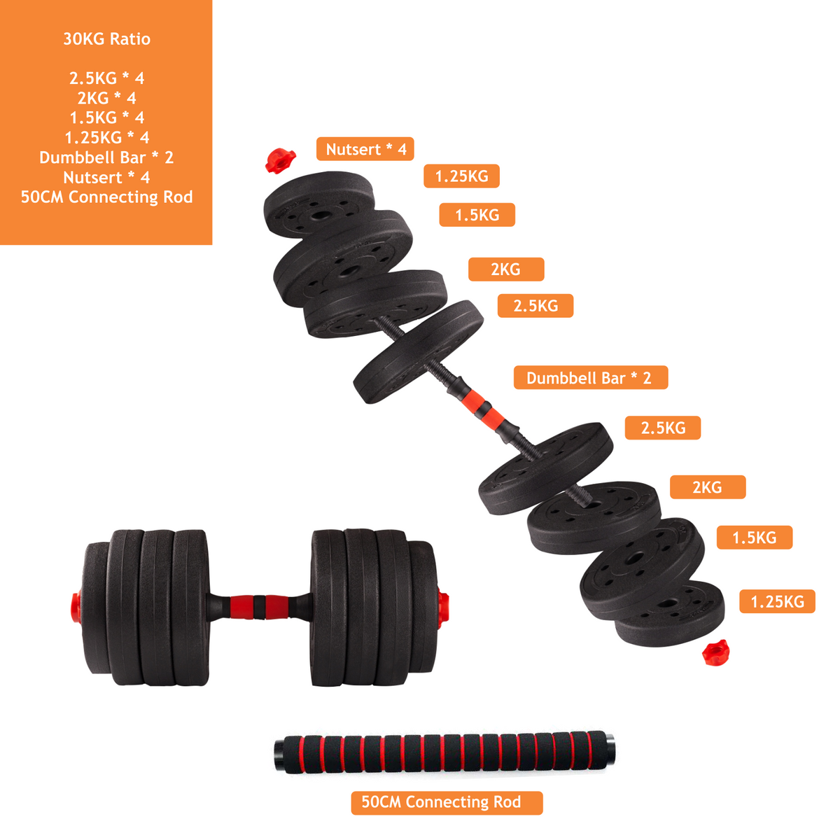 Shop 30kg Adjustable Dumbbell Barbell Set Online FK Sports