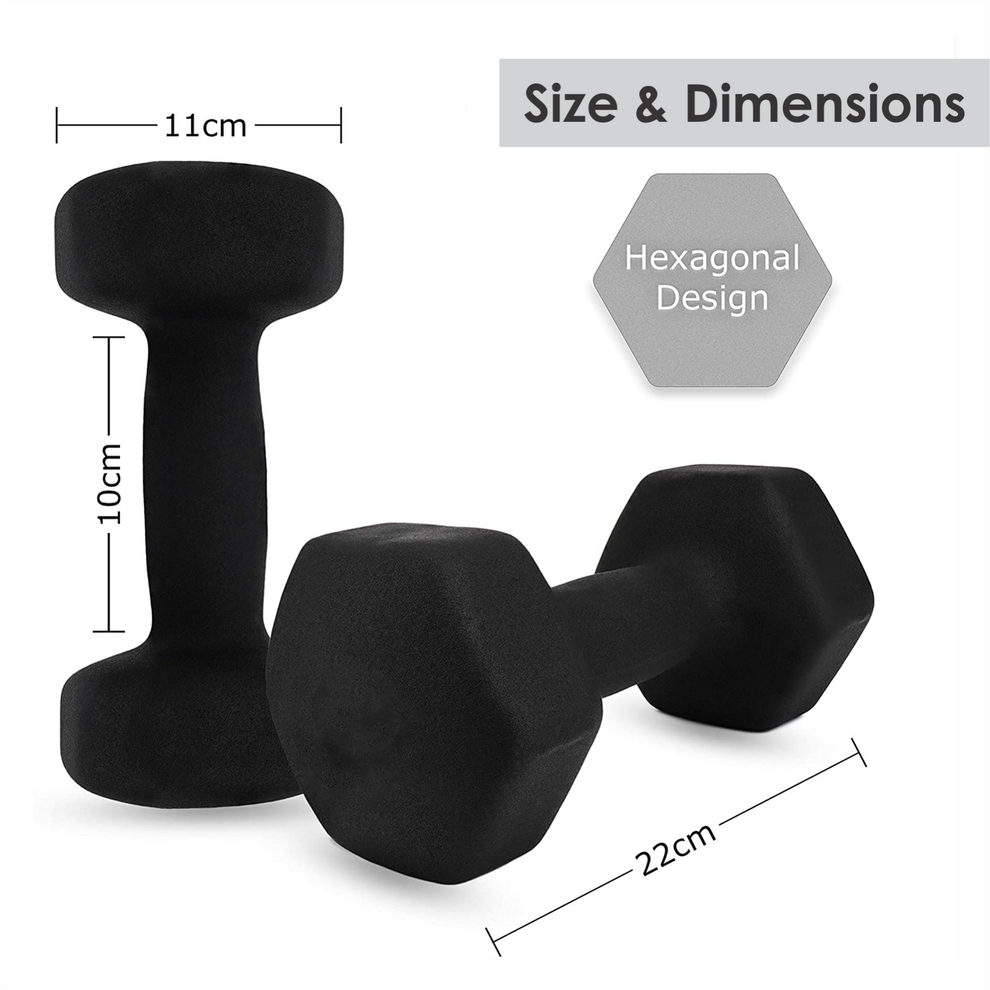 Size chart Neoprene Plastic Dip Dumbbells Set - FK Sports